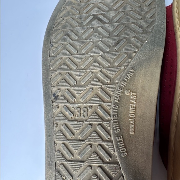 Fly Flot Suede Wedge Slides Women's US 7.5 EU 38 Red Anti Shock Italy Comfort - Picture 13 of 13